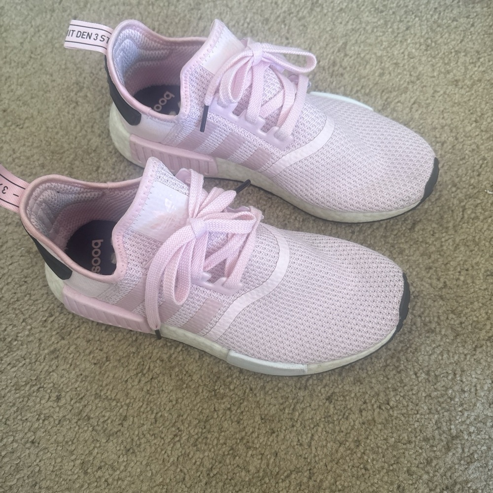 Adidas pink and white NMD R1 trainers